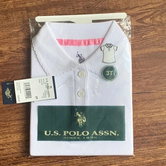 US Polo Assn Toddler Girls School Uniform Polo White - Picture 1 of 7